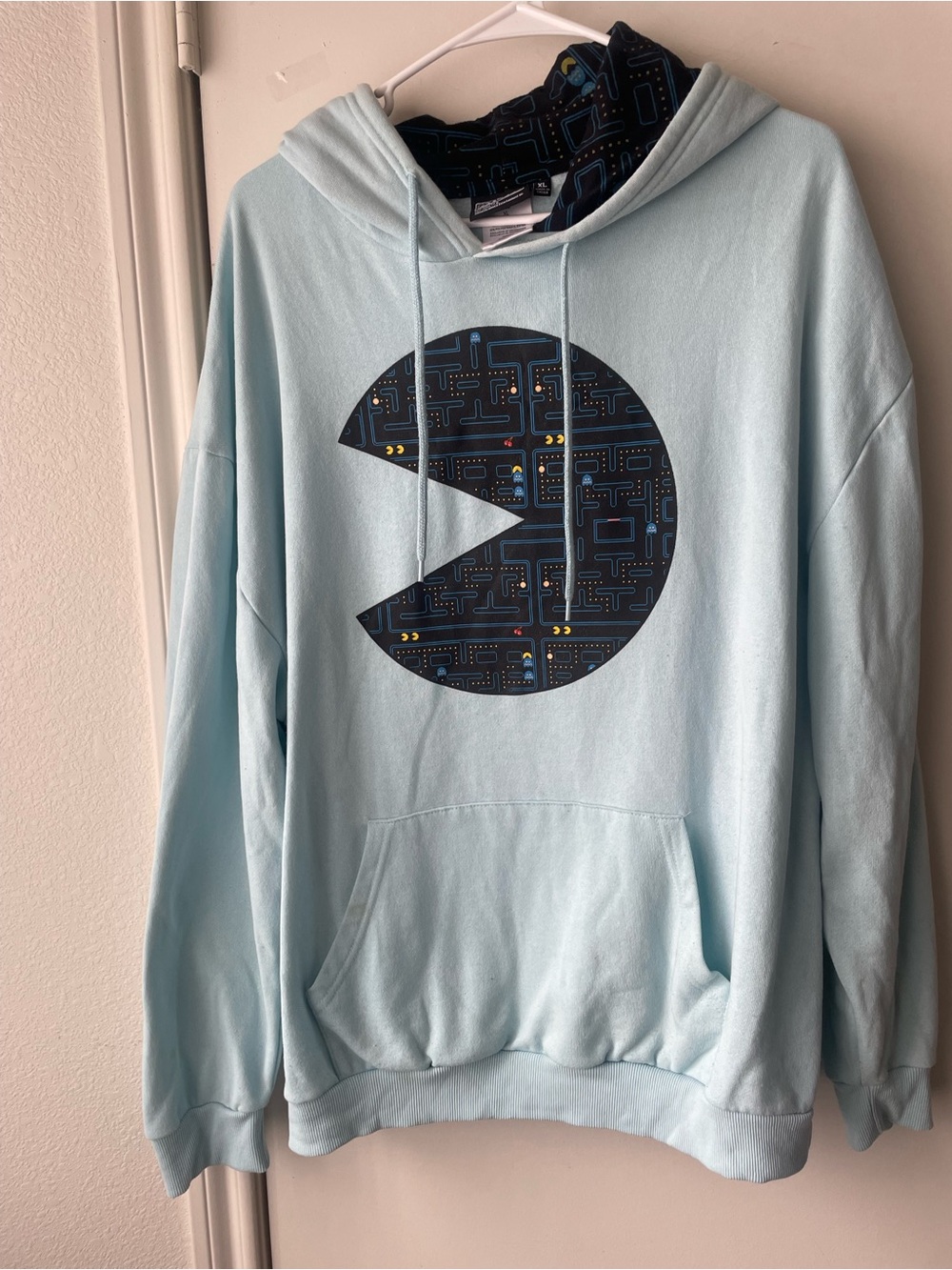 Light Blue Pac-Man Graphic Hoodie Sweatshirt - Unbranded - Picture 2 of 7